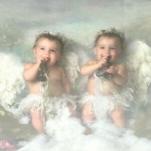 Lisa Jane - Two Baby Blue Cherubs Ornate Gold Framed Print.